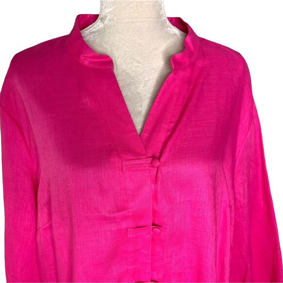 Deane & White Linen Button Down Shirt Top 2X Fuchsia New - Picture 7 of 10